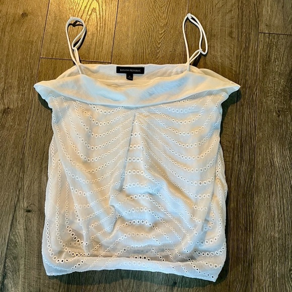 Banana Republic Tops - Banana Republic White Eyelet Embroidered Cami Tank Top Small EUC boho adjustable